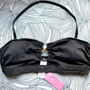 CUPSHE X Vanessa Sparkling Lurex O-Ring Bandeau bikini top